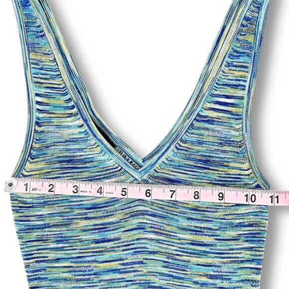 Vintage Bebe Space Dye Rayon Knit Cami Tank Top Blue Green Y2K Stretch Size S - Picture 4 of 8